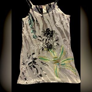 GUESS Sheer Embellished Tank